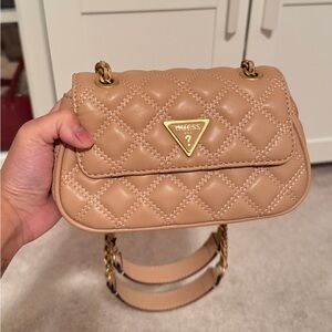 Guess Nude Beige Quilted Mini Shoulder Bag